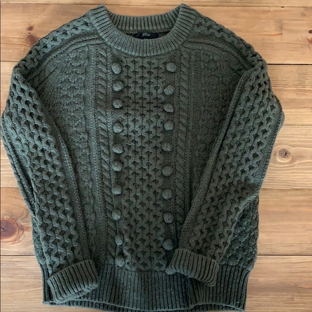 J Crew Cable Pom Sweater